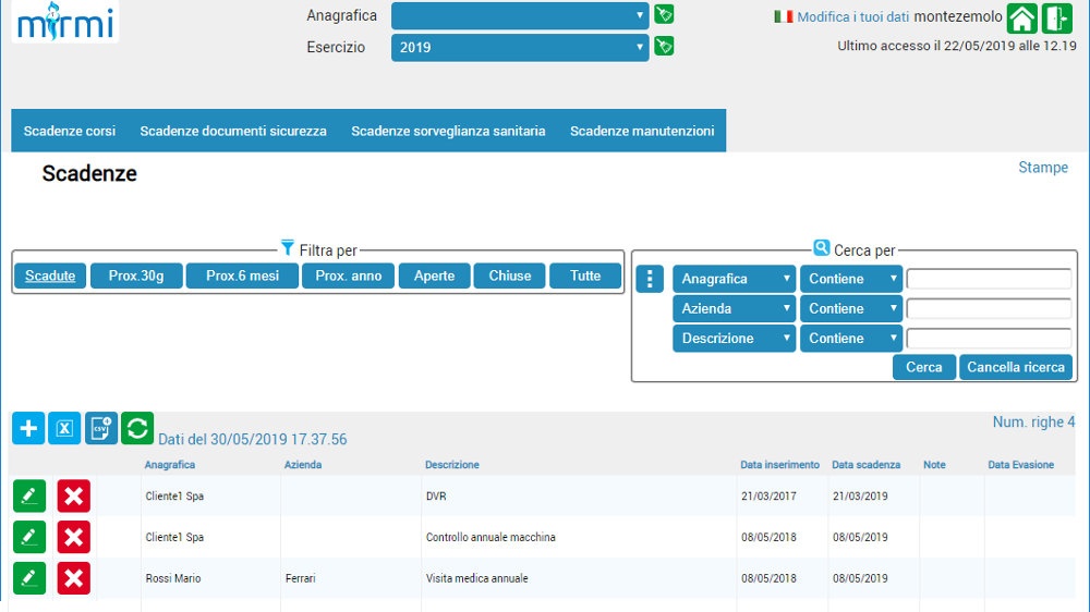 MIRMI - Software gestionale scadenze sulla sicurezza del lavoro